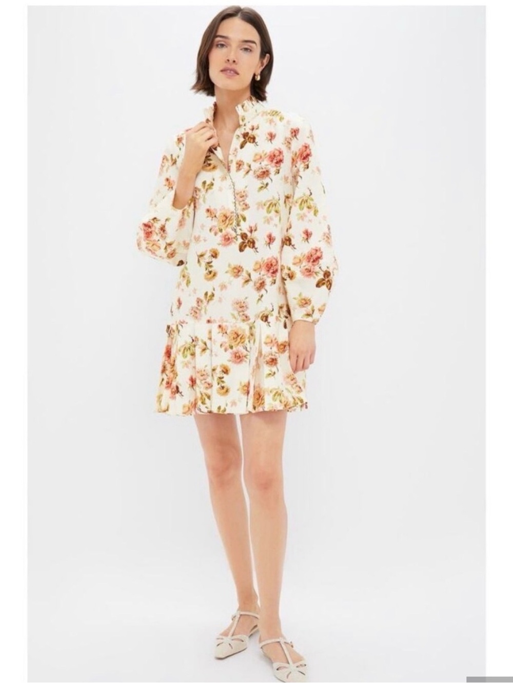 Tuckernuck Romantic Floral Tate Mini Dress in Cream, Pink and Peach
